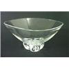 Steuben clear glass bowl. This is a deep bowl with three  horseshoe shaped forms that extend from th