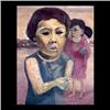 Oil on canvas. Portrait of a girl holding a bowl in her hand.  Signed M. Shulman, lower right. Morri
