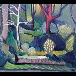 Oil on canvas. Nature Study. 1950, signed K. Baumann, lower right.  Karl Baumann. Framed. 14 1/4" X