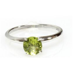 Natural 0.75ctw Peridot Round .925 Sterling Silver Ring