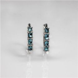 NATURAL 4.00 CTW AQUAMARINE EARRINGS .925 STERLING SILV