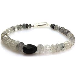 Natural Black Rutile Bracelet  Center Onyx 132.21 ctw