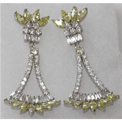 Natural 10.86g CZ Earrings .925 Sterling Silver