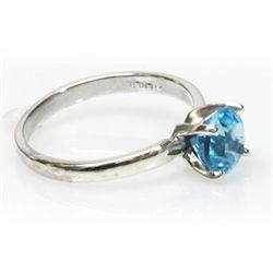 Natural 1.75ctw Blue Topaz Round .925 Sterling Ring