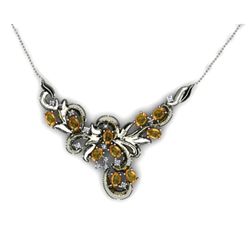 Genuine 4.74 ctw Citrine Necklace 16.5  14k W/Y Gold