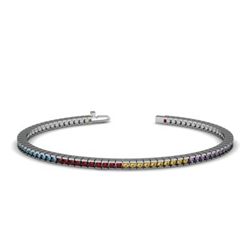 4.90 ctw Multi Color Sapphire  Rainbow Bracelet  14kt