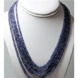 Natural 309.25ctw Tanzanite Graduated 5 Rows Necklace