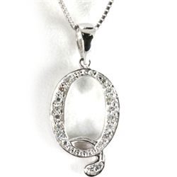 Genuine 0.12 ctw Letter Q Diamond Necklace 16" 14kt