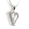 Image 1 : Genuine 0.06 ctw Letter V Diamond Necklace 16" 14kt