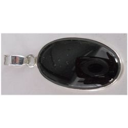 Natural 29.35 ctw Black Onex Oval Pendant .925 Sterling