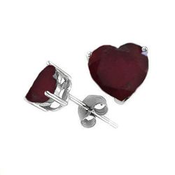 Natural 2.10 ctw Ruby Heart Earrings .925 Sterling