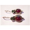 Image 1 : Natural 27.45 ctw Ruby Cabushion Earrings .925 Sterling