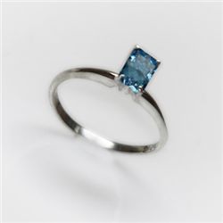 Natural 3.15 ctw Blue Topaz Emerald .925 Sterling Ring