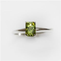 Natural 2.25 ctw Peridot Emerald Cut .925 Sterling Ring