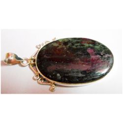 Natural Semi Precious Oval .925 Sterling Silver Pendant