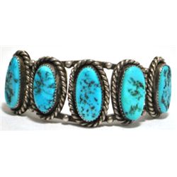 Old Pawn Sleeping Beauty Turquoise Sterling Silver Cuff Bracelet