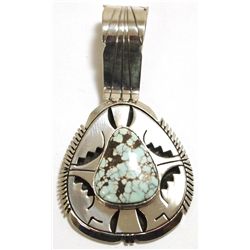 Navajo Dry Creek Turquoise Sterling Silver Pendant - Eugene Belone