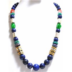 Navajo Lapis Lazuli Necklace with 12k Gold Fill & Sterling Silver - Tommy Singer