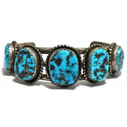 Old Pawn Sleeping Beauty Turquoise Sterling Silver Cuff Bracelet