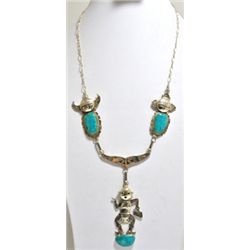 Old Dead Pawn Kingman Turquoise Mudhead Sterling Silver Necklace - NM