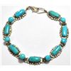 Image 2 : Old Pawn Zuni Turquoise Sterling Silver Link Bracelet - W. Quam