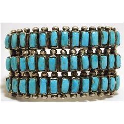 Dead Pawn Navajo Turquoise Cluster Sterling Silver Cuff Bracelet - EA