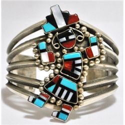 Old Pawn Multi-Stone Rainbow Kachina Sterling Silver Cuff Bracelet - Mike Platero