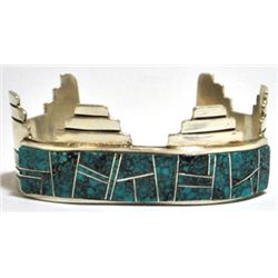 Old Pawn Kingman Turquoise Sterling Silver Cuff Bracelet - VV