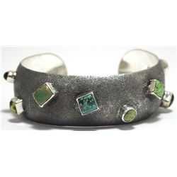 Old Pawn Navajo Multi-Stone Sterling Silver Cuff Bracelet - Brenda Barbone & Nikai