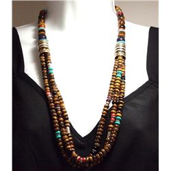 Navajo Tiger's Eye & Multi-Stone 3-Strand Necklace - Tommy Singer