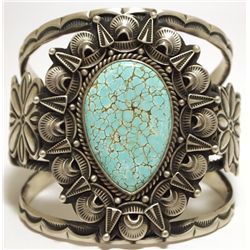 Old Pawn Navajo Spider Web #8 Turquoise Sterling Silver Cuff Bracelet - Randy Boyd