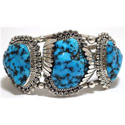 Old Pawn Navajo Sleeping Beauty Turquoise Sterling Silver Cuff Bracelet - Mary Ann Spencer