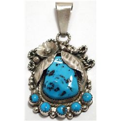 Old Pawn Navajo Turquoise Sterling Silver Pendant - LN