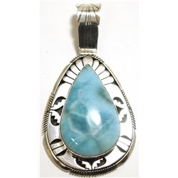 Navajo Larimar Sterling Silver Pendant - Eugene Belone