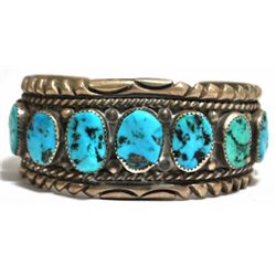 Old Pawn Turquoise Sterling Silver Cuff Bracelet