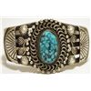 Image 1 : Old Pawn Navajo Spider Web Kingman Turquoise Sterling Silver Cuff Bracelet - Calvin Martinez