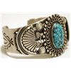 Image 2 : Old Pawn Navajo Spider Web Kingman Turquoise Sterling Silver Cuff Bracelet - Calvin Martinez