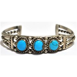 Old Pawn Turquoise SMALL Sterling Silver Cuff Bracelet