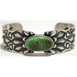 Old Pawn Navajo King's Manassa Turquoise Sterling Silver Cuff Bracelet - D