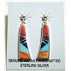 Image 3 : Navajo Multi-Stone Inlay Sterling Silver Link Necklace & Earrings Set - Calvin Begay