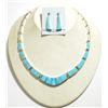 Image 1 : Navajo Turquoise Inlay Sterling Silver Link Necklace & Earrings Set - Calvin Begay