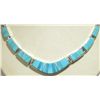 Image 2 : Navajo Turquoise Inlay Sterling Silver Link Necklace & Earrings Set - Calvin Begay