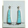 Image 3 : Navajo Turquoise Inlay Sterling Silver Link Necklace & Earrings Set - Calvin Begay