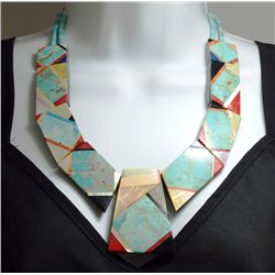 Santo Domingo Multi-Stone & Turquoise Heishi Necklace - Delbert & Torevia Crespin