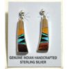 Image 3 : Navajo Multi-Stone Inlay Sterling Silver Link Necklace & Post Earrings Set - Calvin Begay
