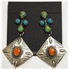 Image 1 : Navajo Multi-Stone Sterling Silver Post Earrings - Albert Brown