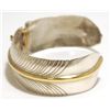 Image 3 : Navajo Turquoise & 12k Gold Fill over Sterling Silver Feather Cuff Bracelet - Virgil Reader
