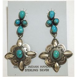 Navajo Turquoise Sterling Silver Post Earrings - Albert Brown