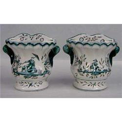 PAIR OF FAIENCE CROCUS WALL POCKETS