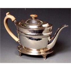 GEORGE III STERLING SILVER TEA POT AND STAND